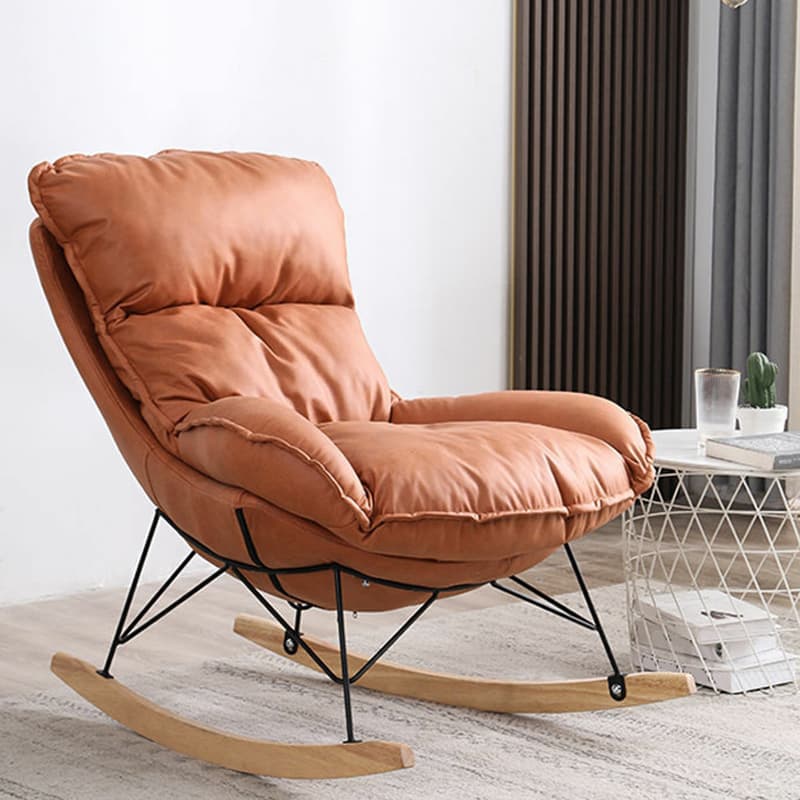 Stationary Rocker for Nursery Natural Wood Finish with Ottoman and Rear thumbnail 11