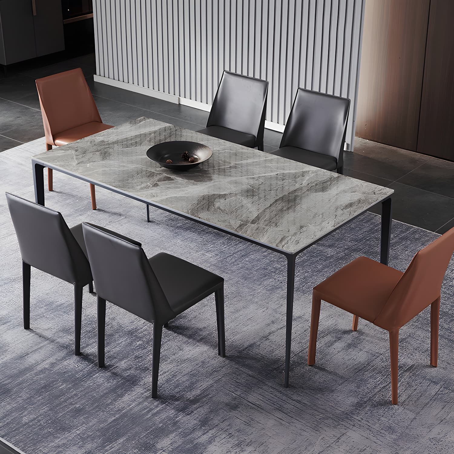 Contemporary Sintered Stone Dining Table Set 1/4/5/7 Pieces Dining Set for Home thumbnail 2