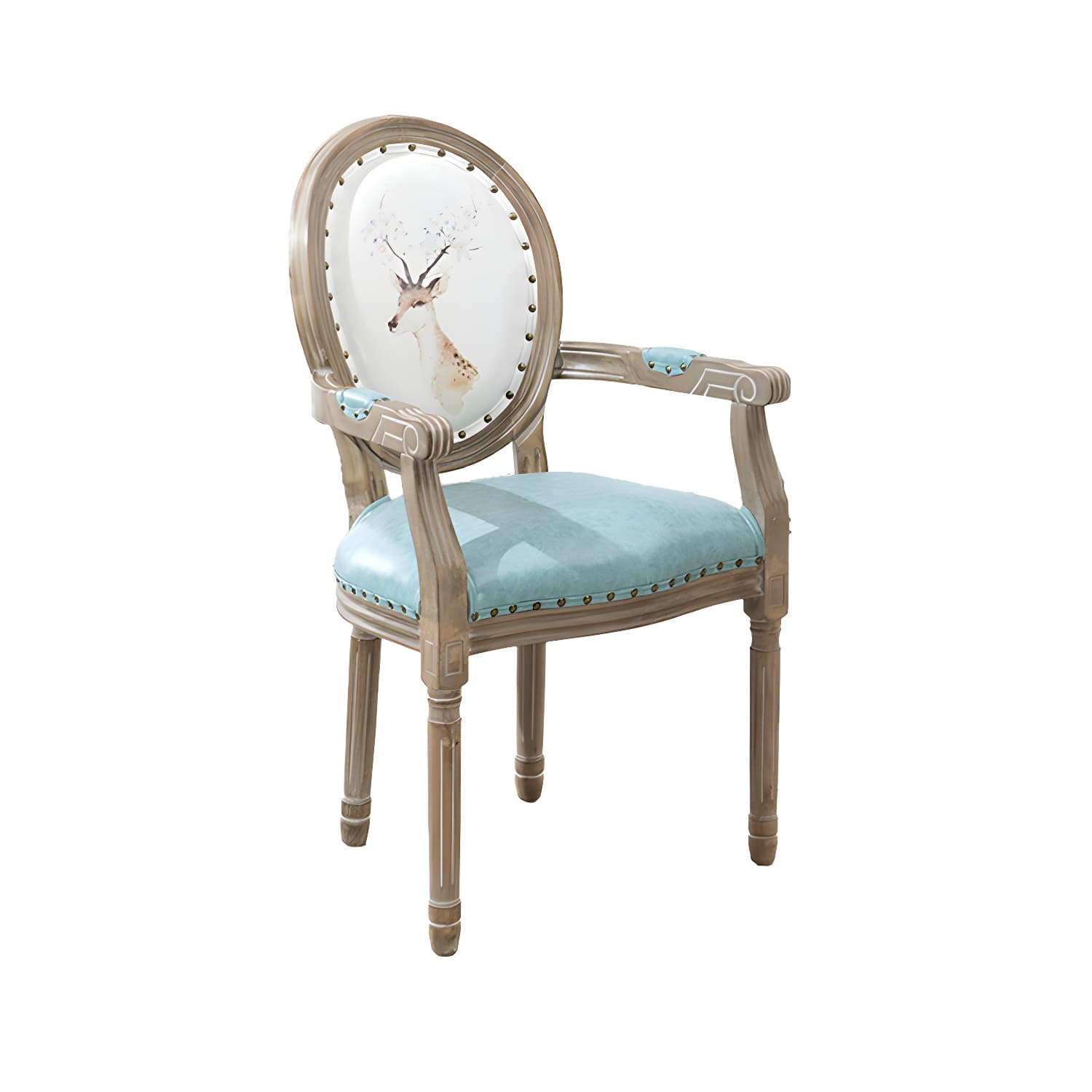 French Country Upholstered Armless Chair Home Solid Wood Dining Chair thumbnail 22