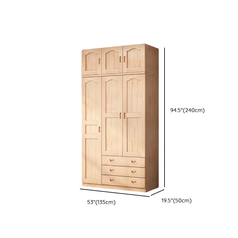 Modish Natural Color Reclaimed Wood Wardrobe Armoire with Soft Close Drawer, Soft Close Door thumbnail 18
