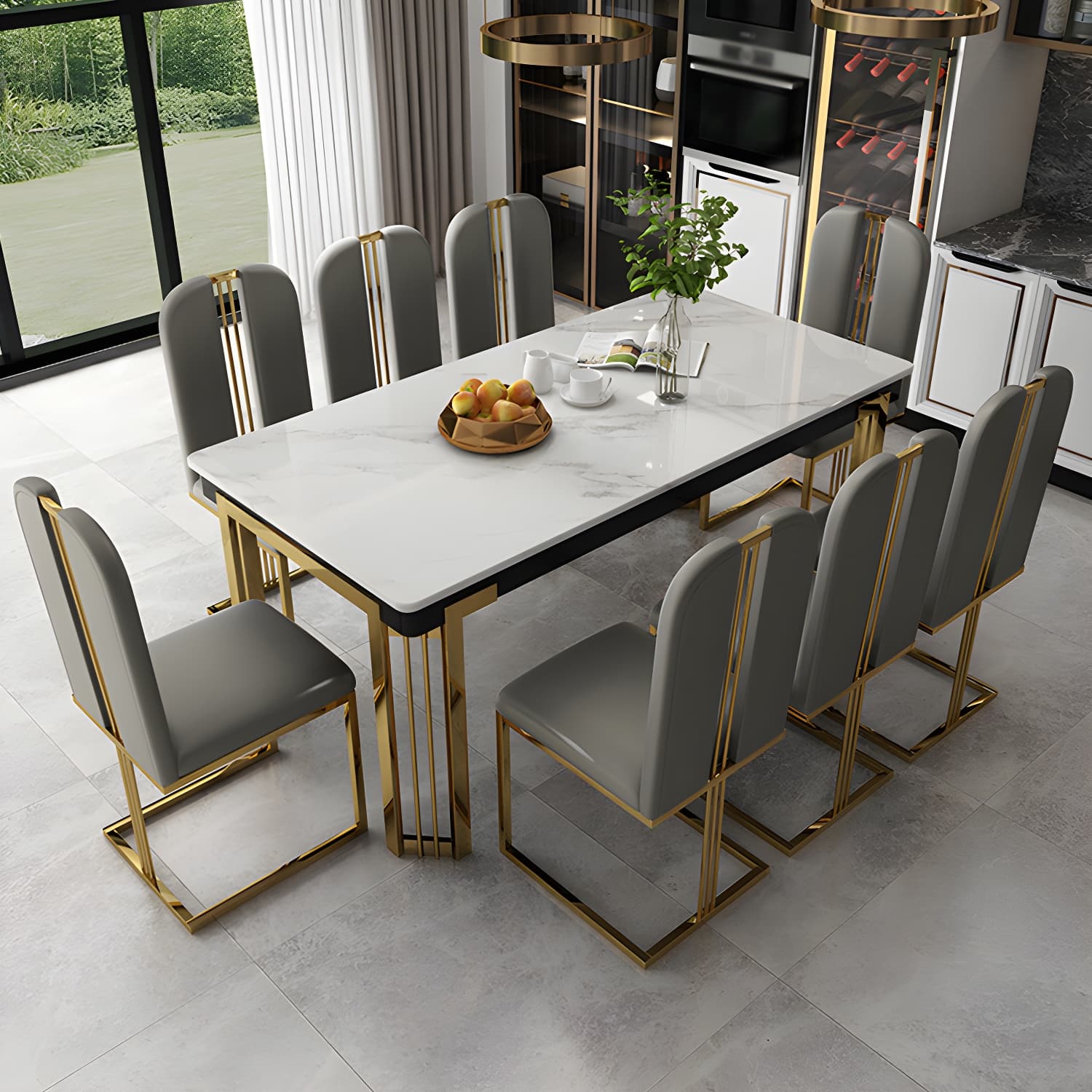 Modern 1/2/7/9 Pieces Dining Set Marble Dining Furniture Set /Separate Items thumbnail 11