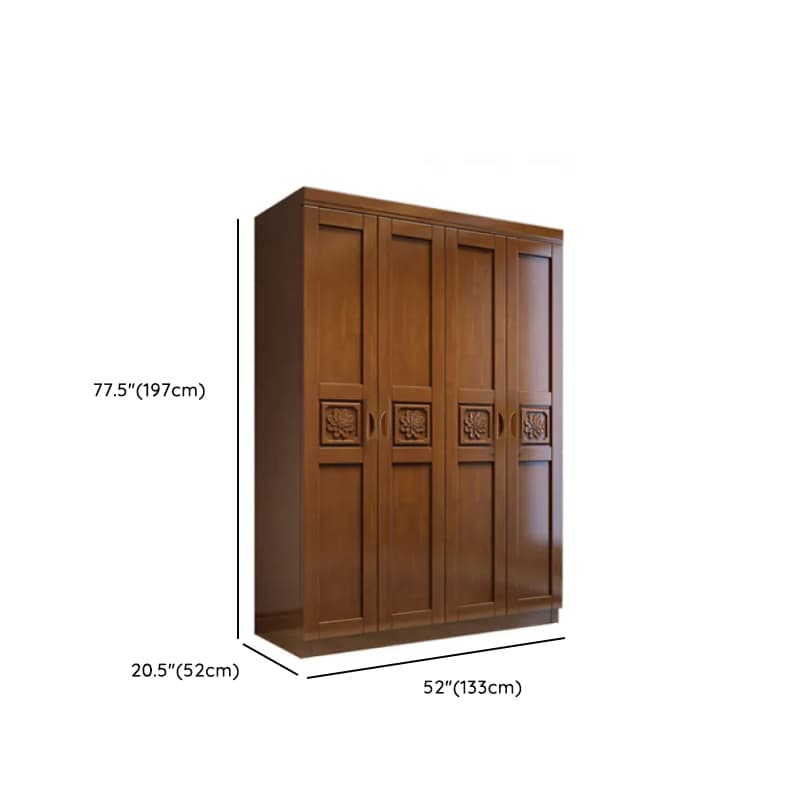 Vintage Sepia Lumber Wardrobe with Soft Close Drawer, Soft Close Door, Interior Shelves, and Hanging Rod thumbnail 19