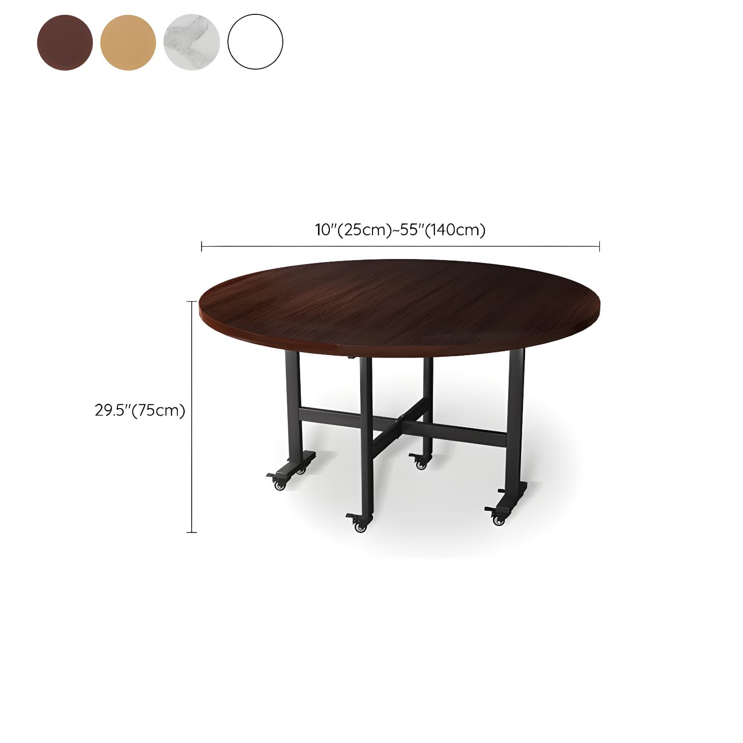 Modern Foldable Dining Table Round Wood Tabletop with Metal Legs thumbnail 18