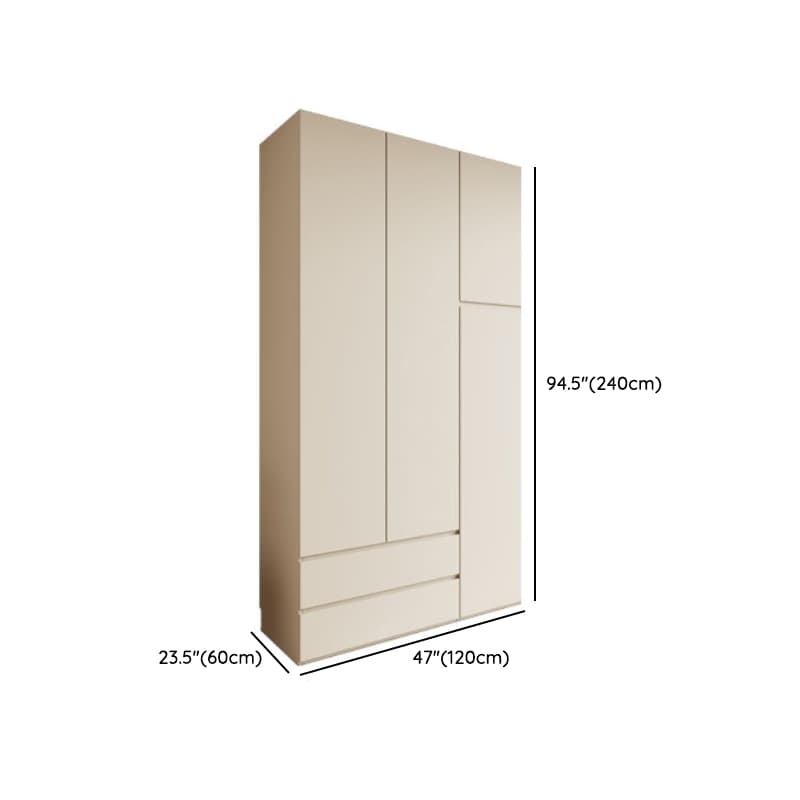 Cream Modern Wood Wardrobe Armoire with Soft Close Drawer and Door, Interior Shelves, and Hanging Rod thumbnail 15