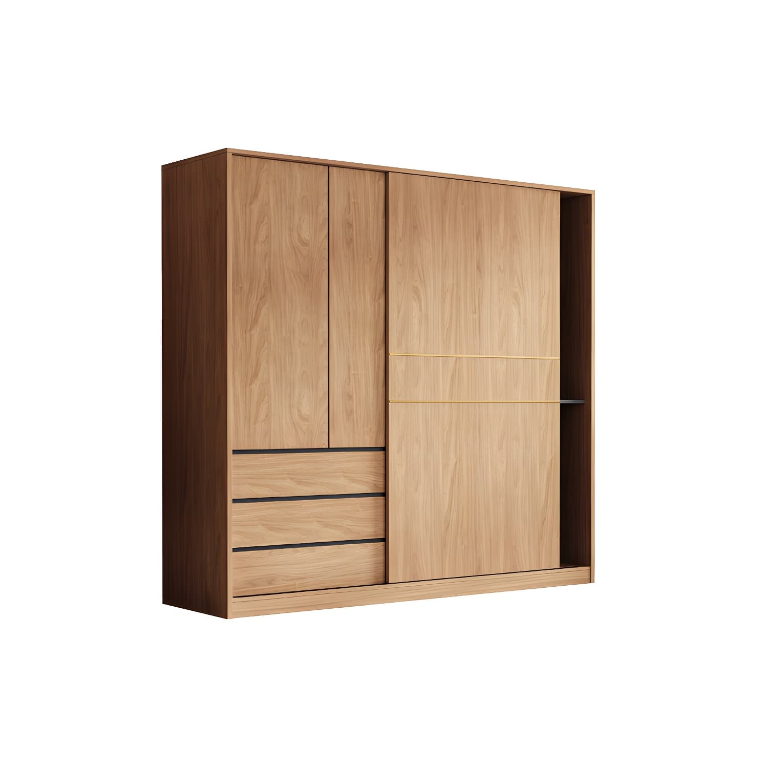 Contemporary Wood Wardrobe Armoire Freestanding Adjustable Shelves Wardrobe with Drawers thumbnail 5