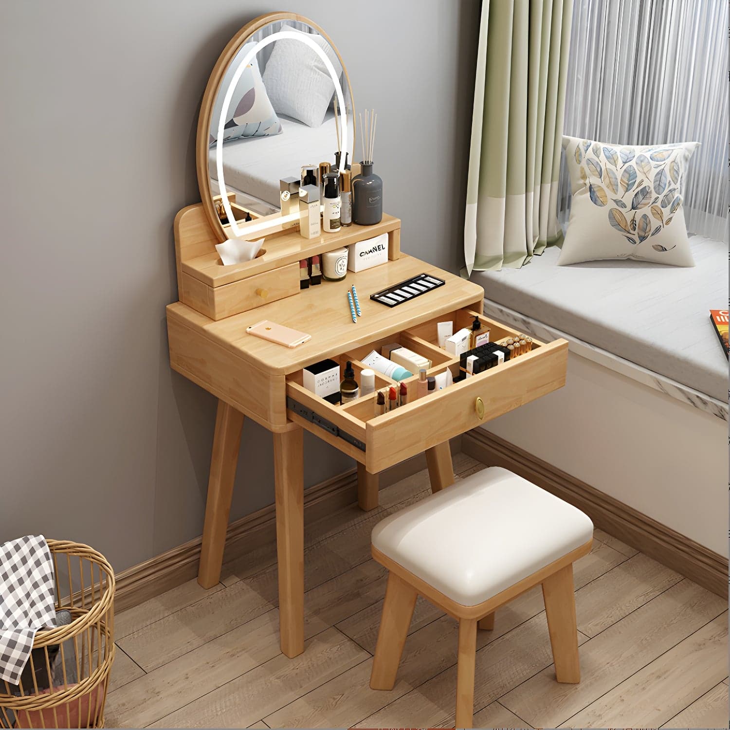 Traditions Dressing Table Bedroom Solid Wood with Drawer Mirror Make-up Vanity thumbnail 5