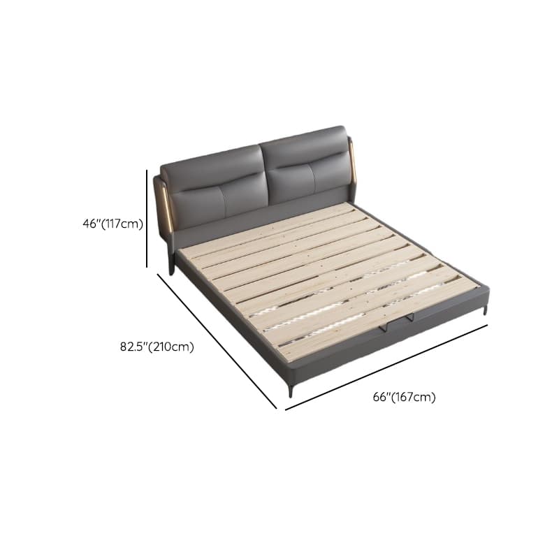 Light Gray Solid Color Storage Bed/Platform Bed with Timber Frame and Illumination Light for Living Room thumbnail 8