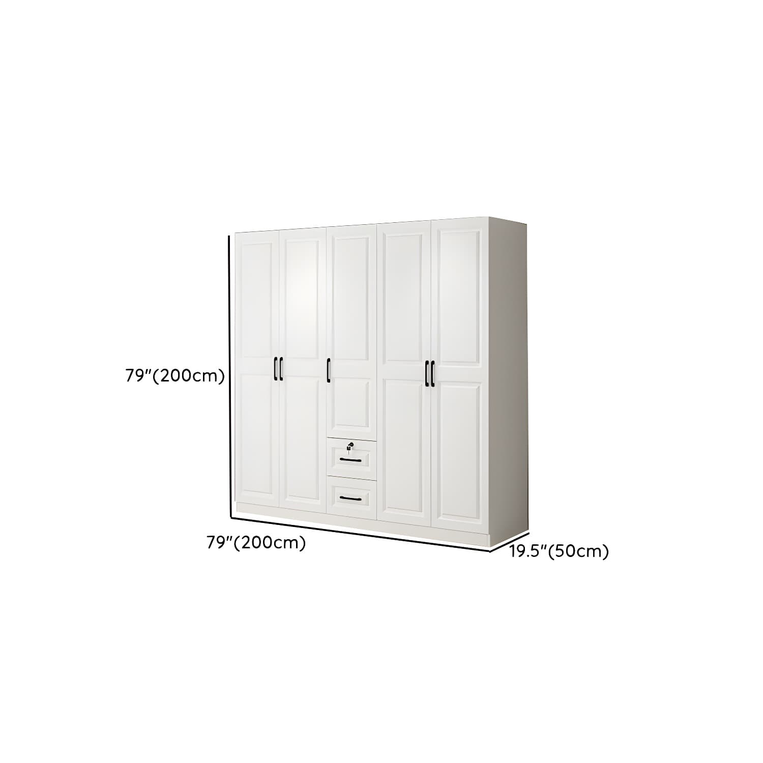 White Wood Wardrobe Armoire with Drawers, Shelves, and Clothing Rod thumbnail 16