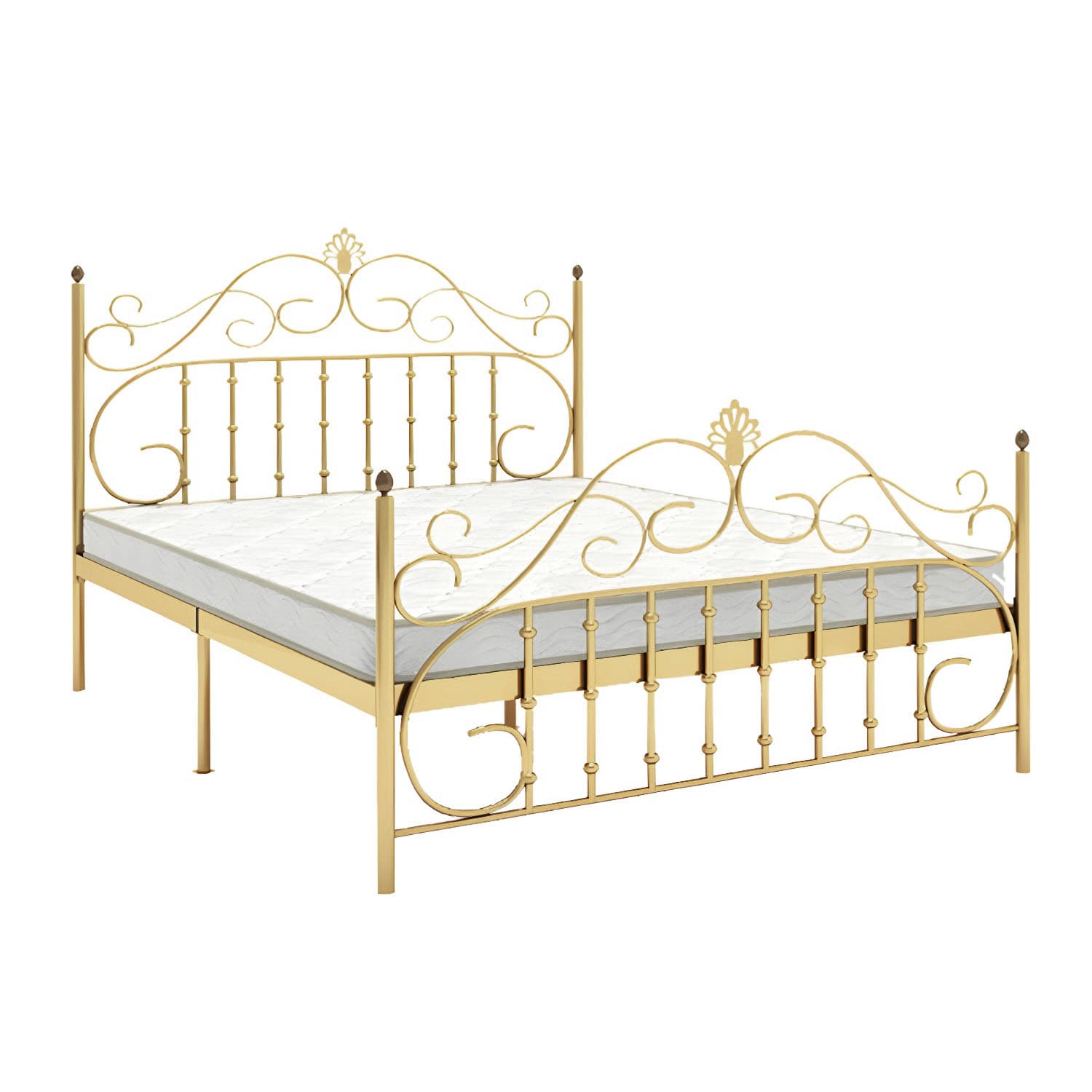 Glam Metal Bed Frame with Camelback Open-Frame Headboard and Footboard thumbnail 11
