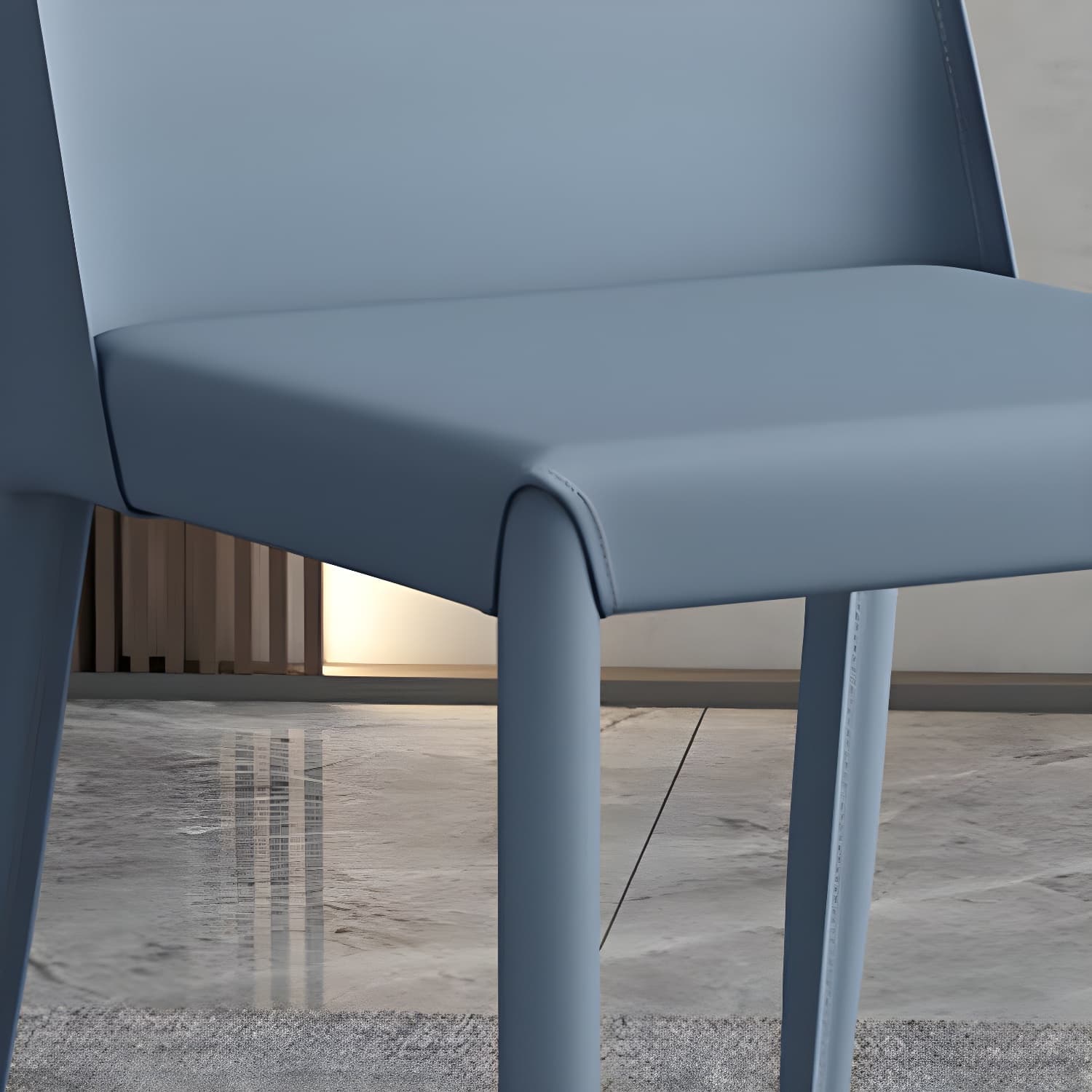 Modern Leather Dining Chair Parsons Furniture with Steel Legs in Matte Finish for Home thumbnail 18