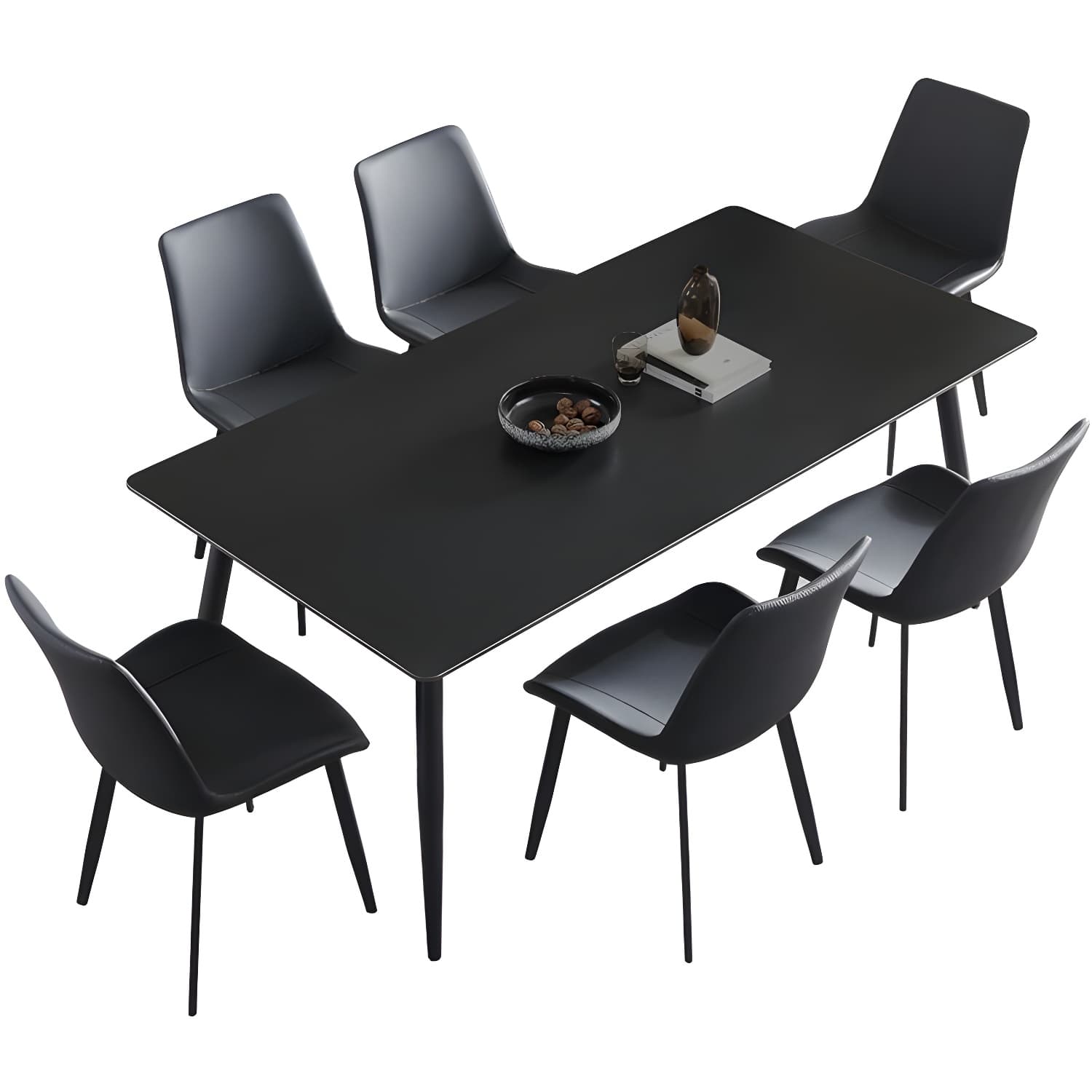 Modern Scratch-Resistant Stone Top Black Metal Base Kitchen Table thumbnail 4