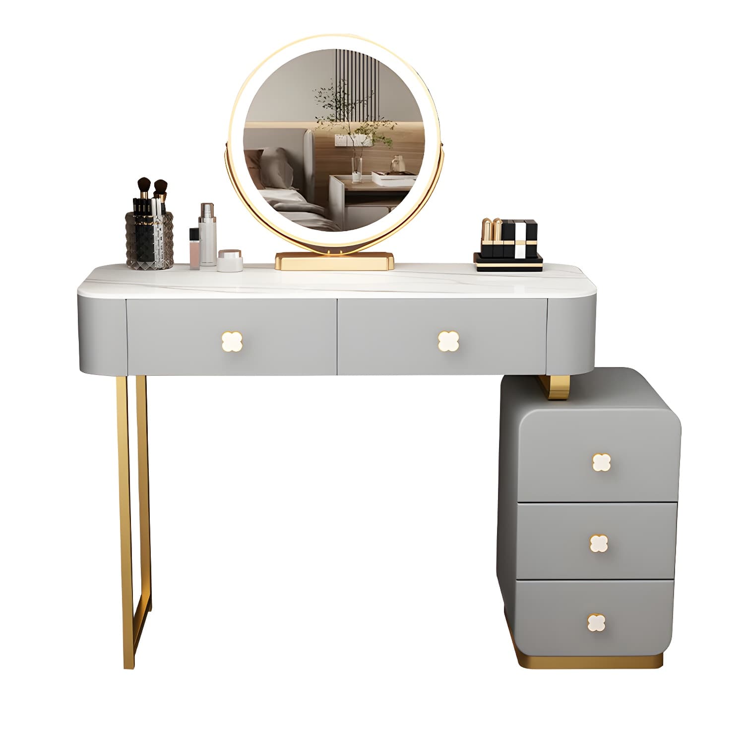 Contemporary Wooden Make-up Vanity with Storage Drawers in Rectangle thumbnail 8