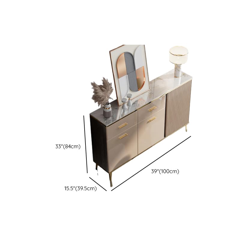 Luxury Off White Sideboard with Faux Marble Countertop and Standalone Design thumbnail 14