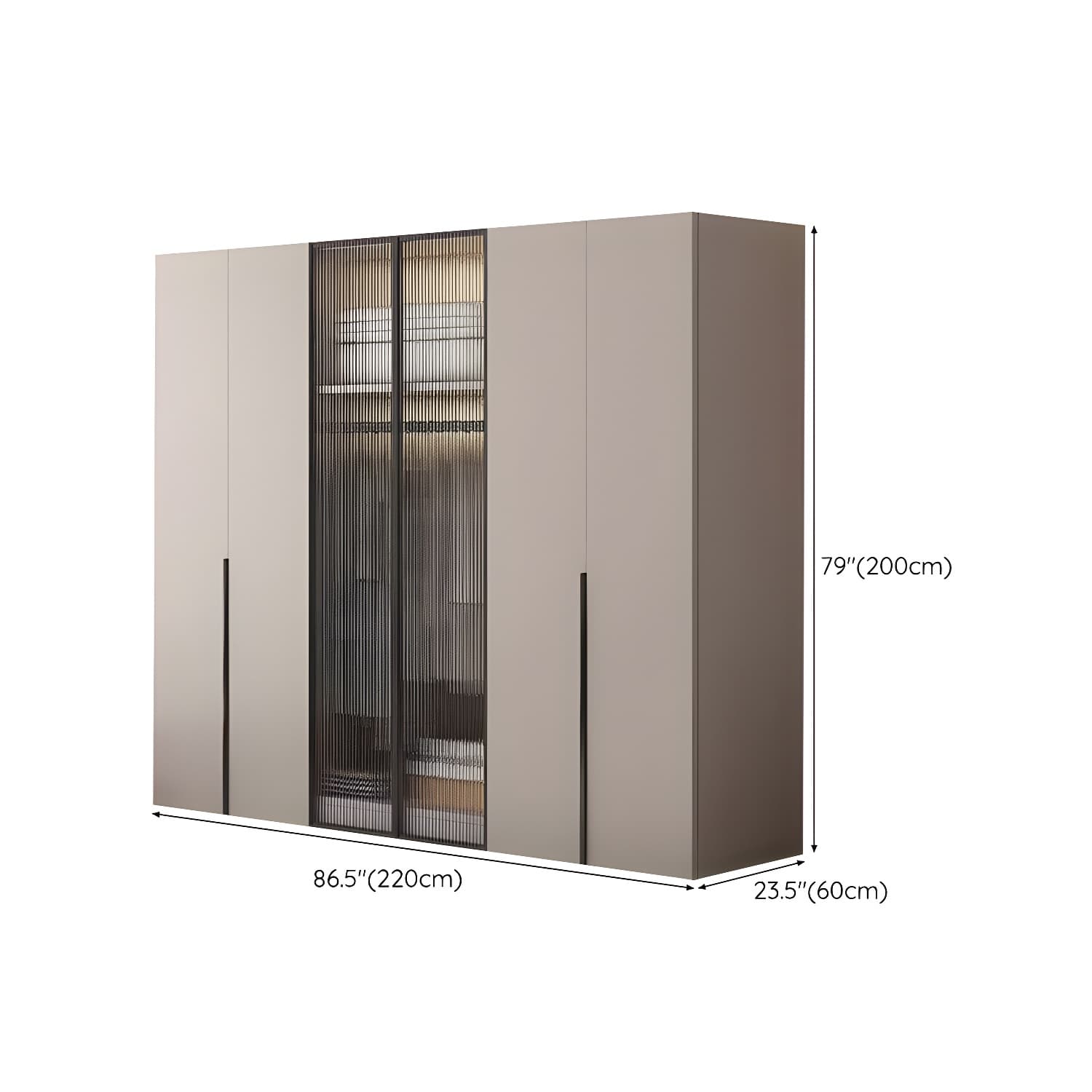 Modern Grey Wardrobe Armoire with Clothing Rod & Adjustable Shelves thumbnail 18