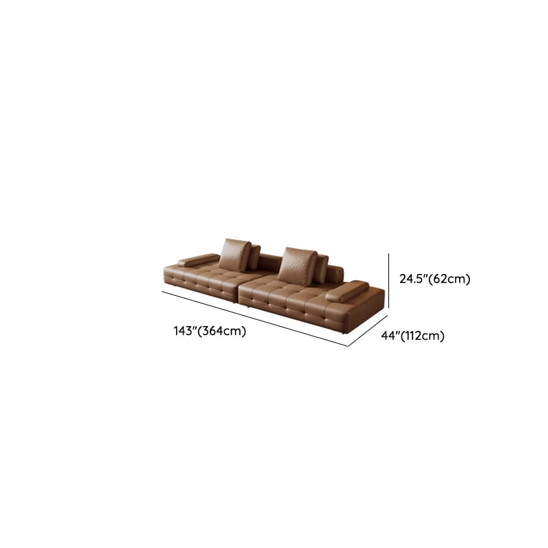 Tear Resistant Standard Sofa in Coffee Leather with 4 Pillows thumbnail 9