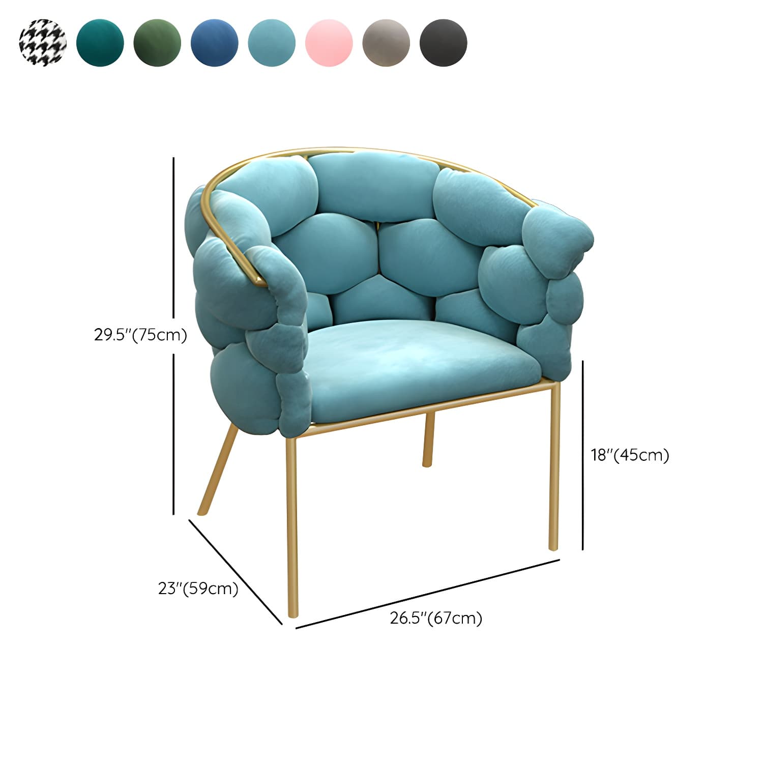 Glam Style Upholstered Gold Base Dining Arm Chair for Dining Room thumbnail 19