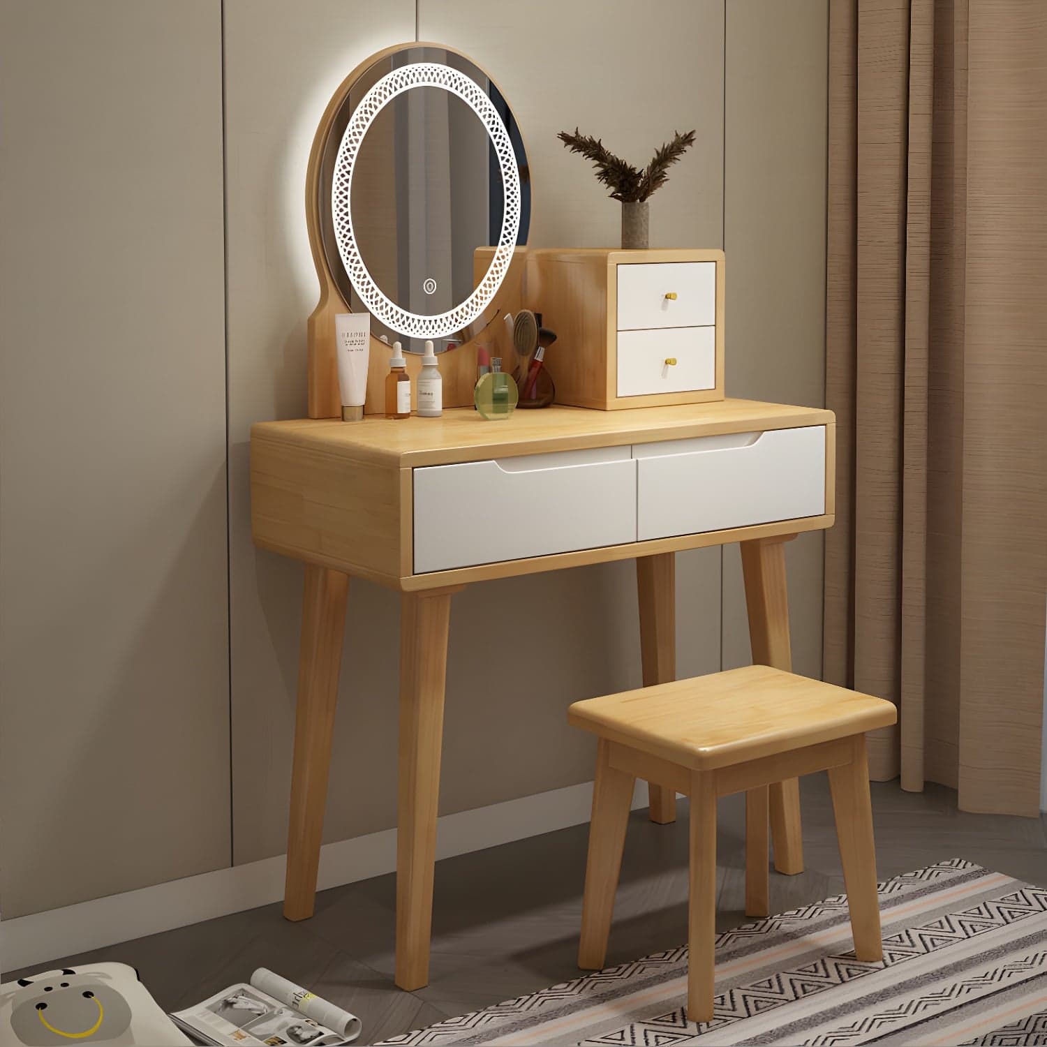 Traditions Make-up Vanity Solid Wood Bedroom With Drawer Dressing Table thumbnail 4