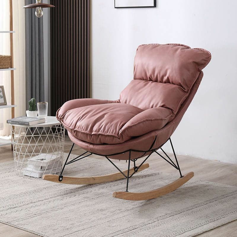 Stationary Rocker for Nursery Natural Wood Finish with Ottoman and Rear thumbnail 6