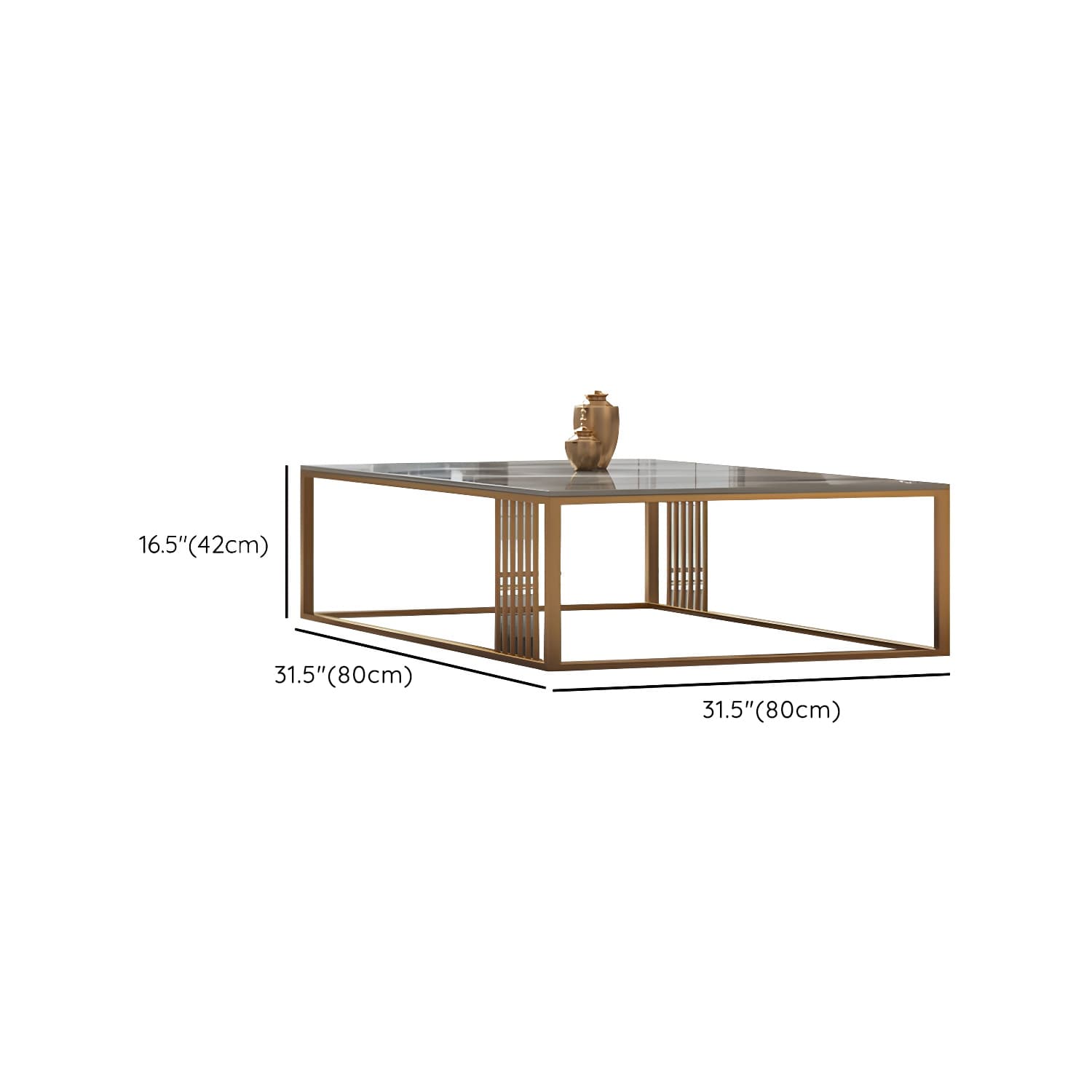 Glam Style Gold Iron Frame Coffee Table Gray Slate Table Top Coffee thumbnail 19