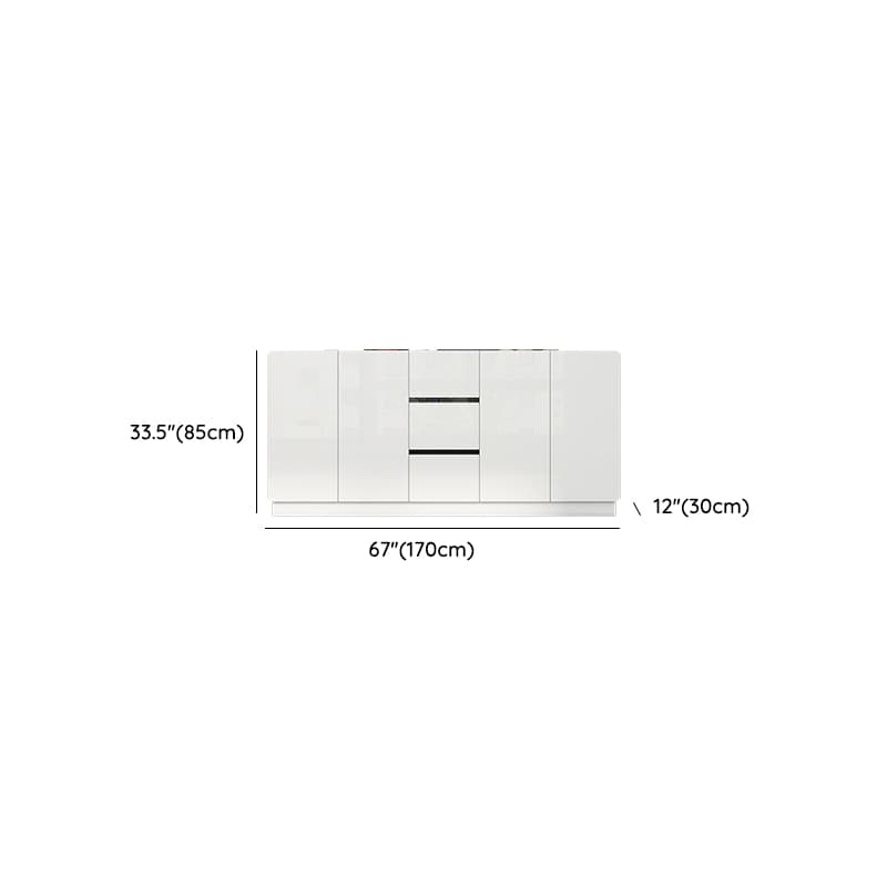 White Trendy Kitchen Storage with 3 Drawers, Standard/Narrow Size, Lumber Countertop, Variable Shelf, and Multiple Doors Options thumbnail 26