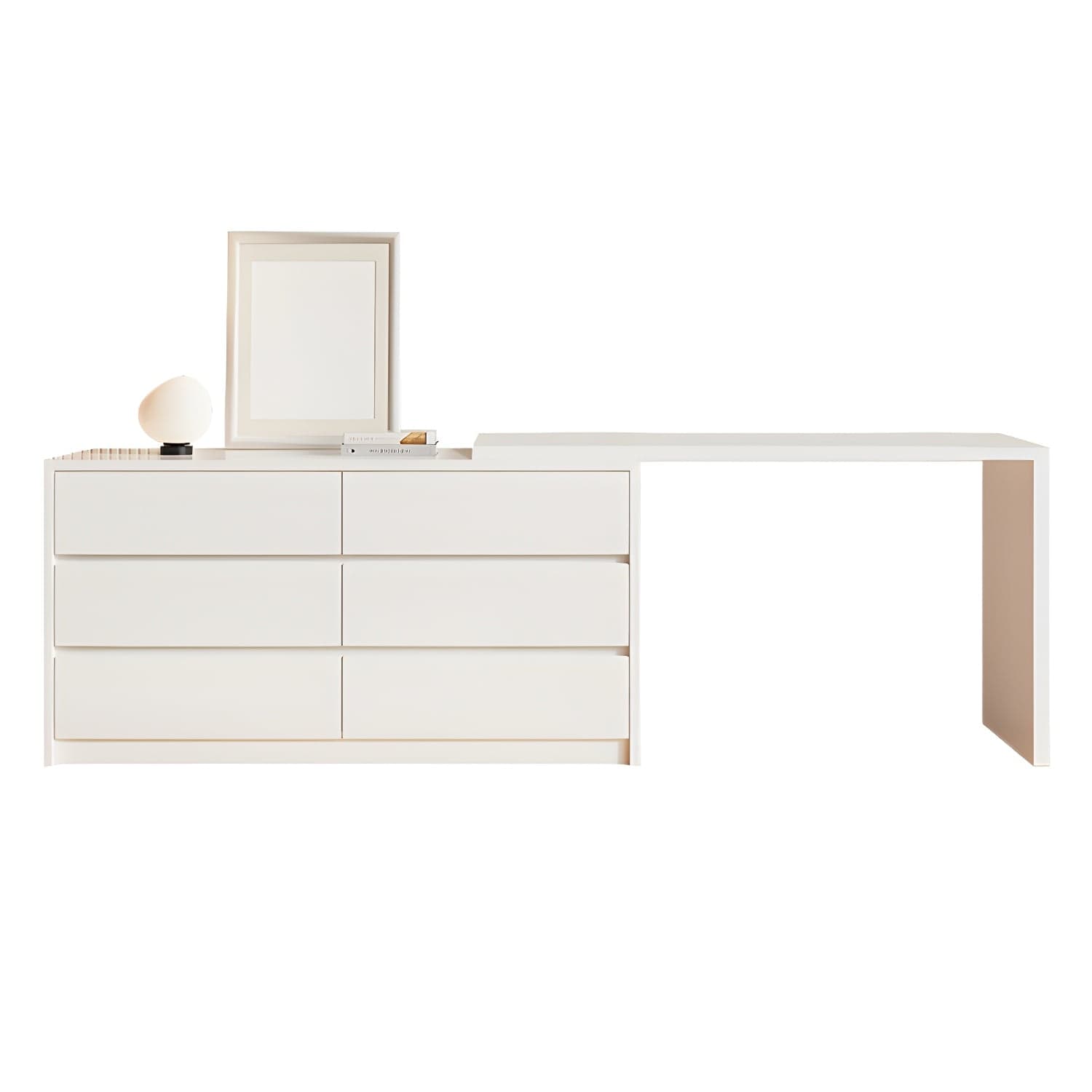 Contemporary White Wood Rectangle Top Make-up Vanity with Lighted Mirror thumbnail 1