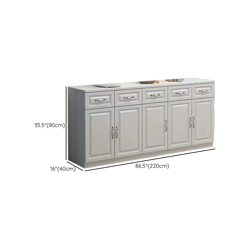Chalk Sideboard with 4 Drawers, Standard Size, 1 Shelf, Manufactured Wood Countertop, 4 Doors, and Self-supporting Design thumbnail 11