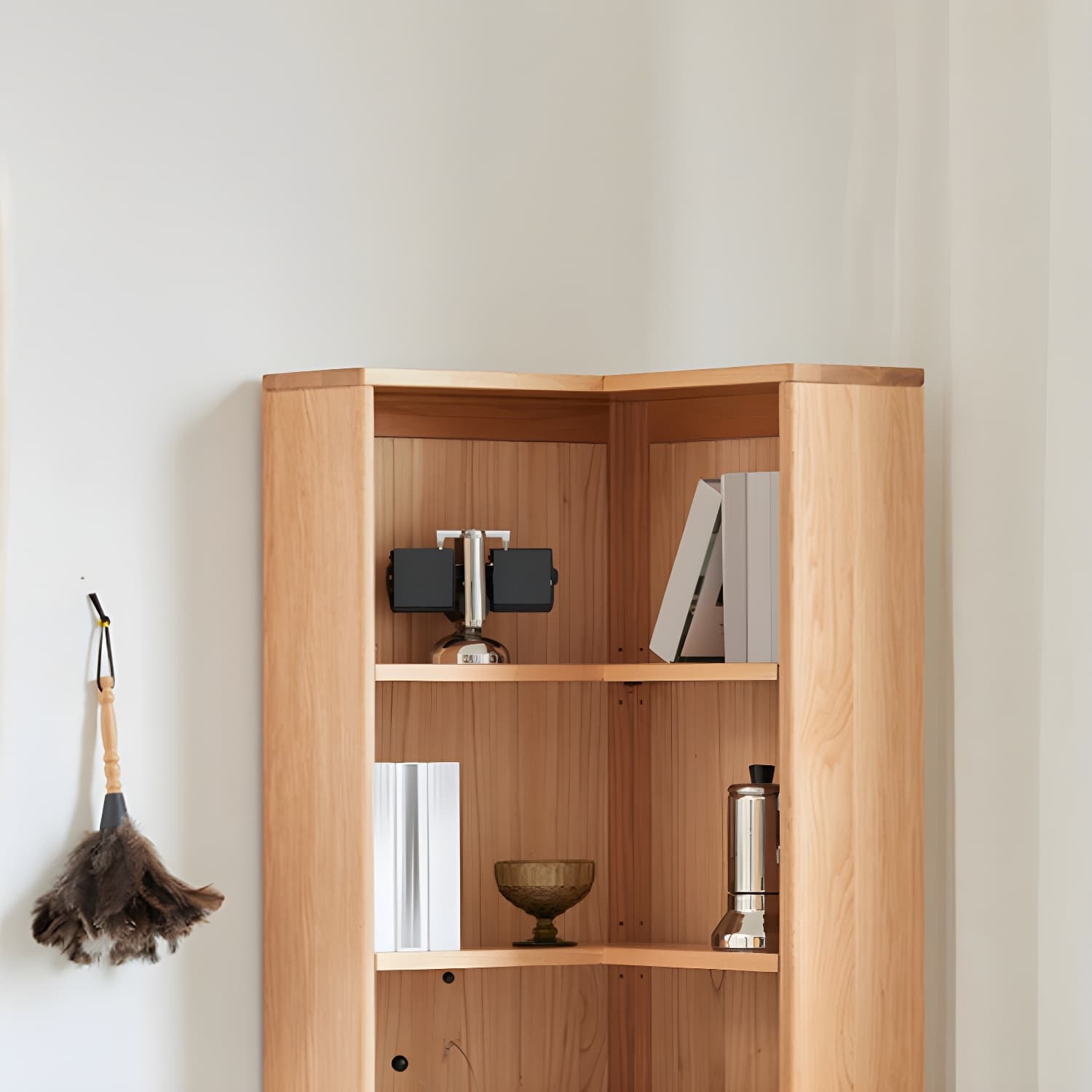 Modern Solid Wood Corner Shelves Included Side Cabinet for Bedroom thumbnail 4