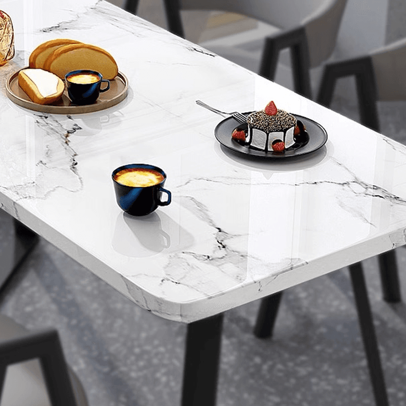 Dining Table Set with Sleighing Recycled Wood Fixed Table and Padded Chair with Back and Armrest, 5-piece thumbnail 8