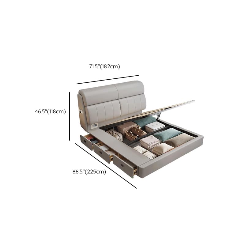 Light Gray Storage Included with 3 Storage Boxes Pine Wood Panel Headboard and Sponge Upholstery thumbnail 12