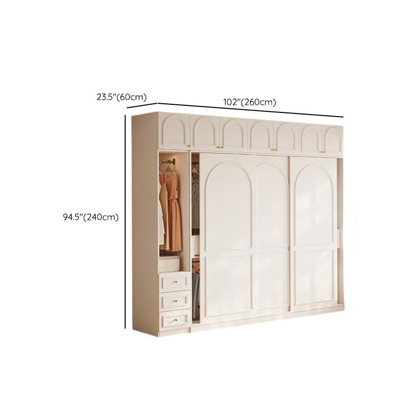 Casual White Wooden Wardrobe with 5 Drawers/4 Drawers/2 Drawers, Interior Shelves & Hanging Rod thumbnail 13