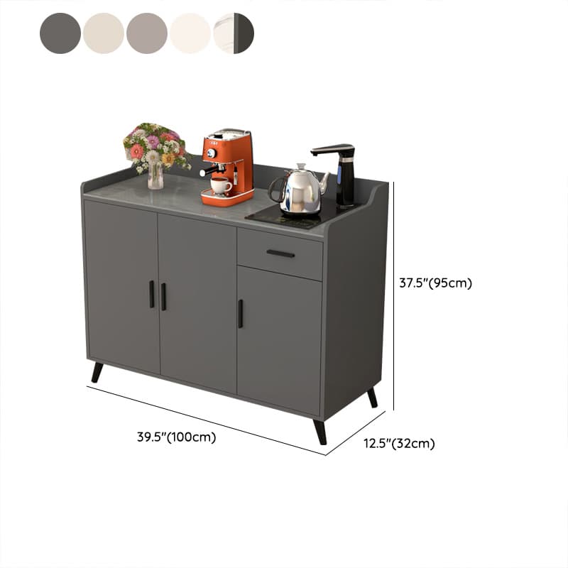 Contemporary Wood Sideboard Credenza with Stone Countertop and Drawers Included thumbnail 16