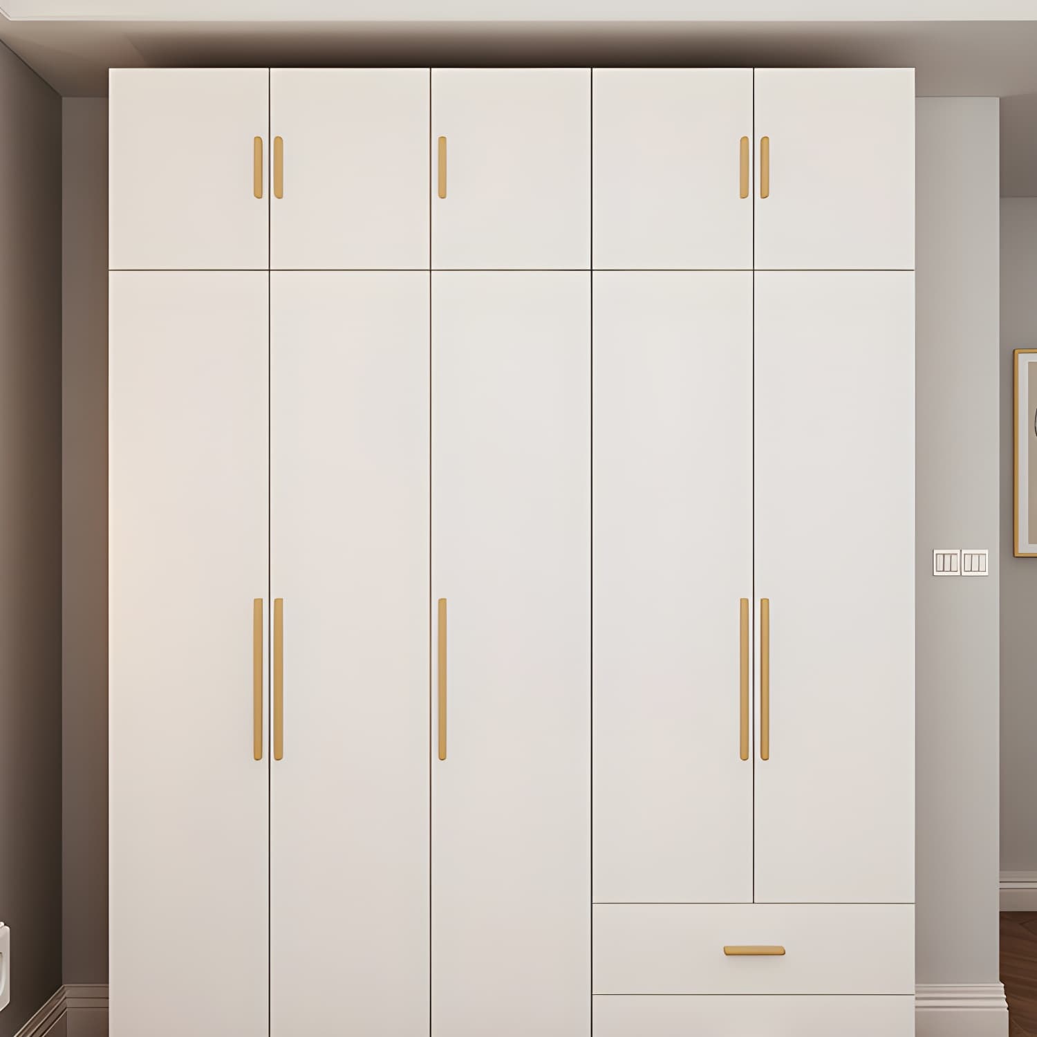 Contemporary Style Wardrobe Wooden Bedroom Closet with Hinged Door thumbnail 14