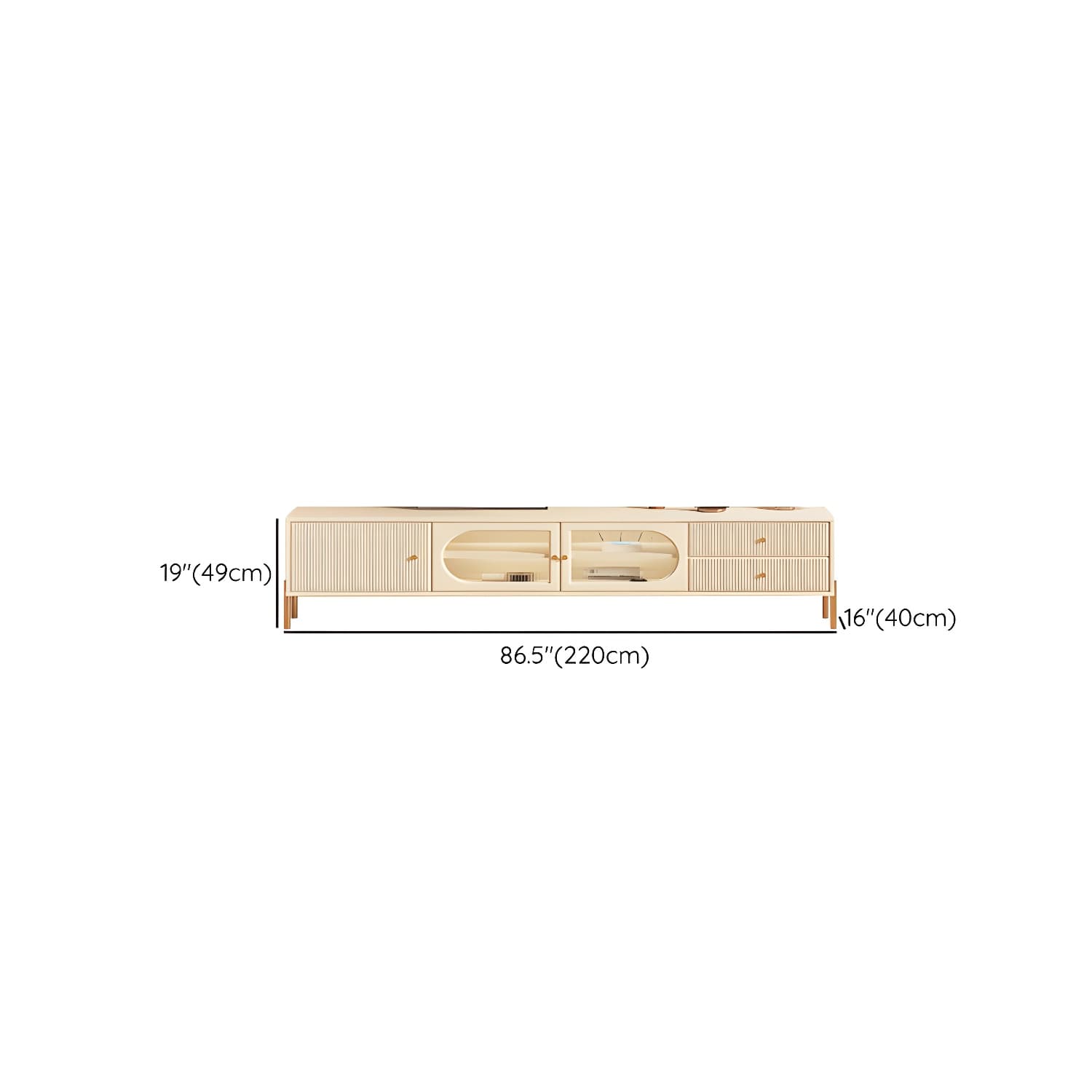 White Cable Management TV Console Modern Engineered Wood Media Console thumbnail 11