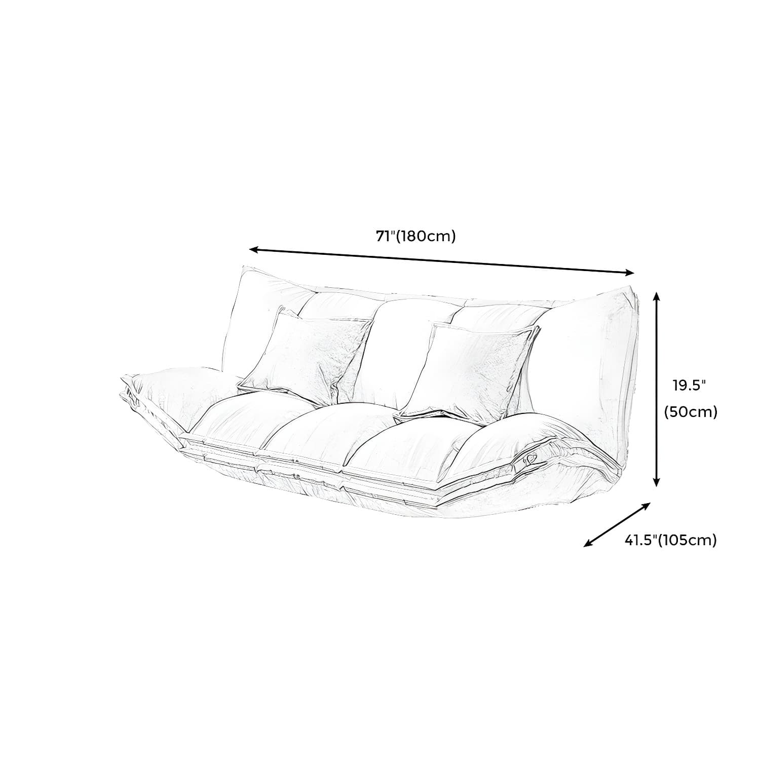 Modern Tight Back Convertible Sleeper Sofa Fabric Armless Solid Color Sofa thumbnail 16