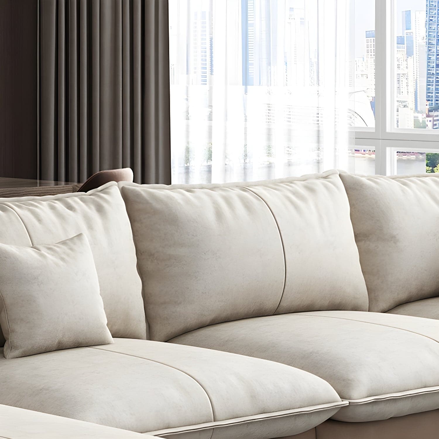 Scandinavian Pillow Back Sectional with Square Arm for Living Room thumbnail 9