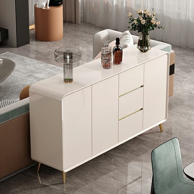 Elegant Wood Buffet with 3 Drawers and Cabinets for Kitchen Storage thumbnail 3