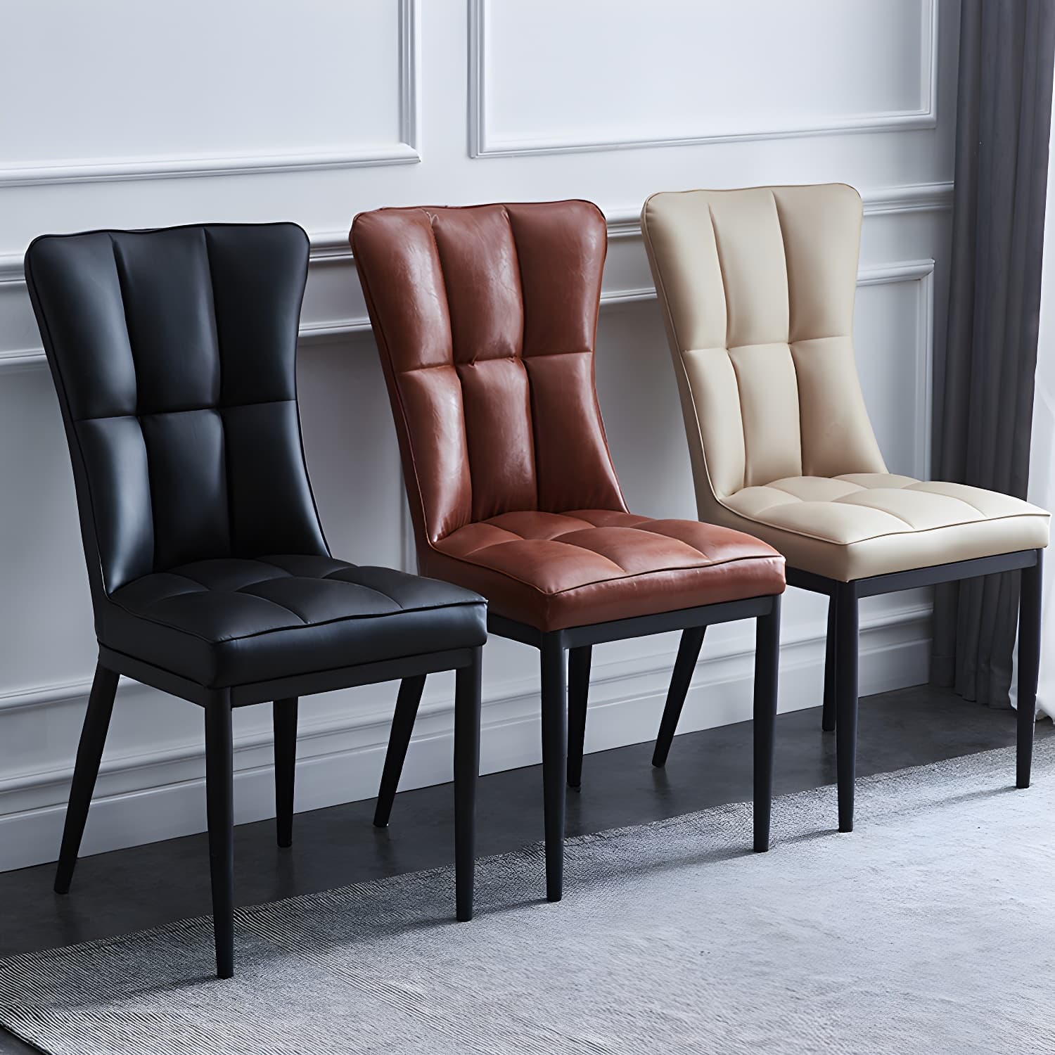 Upholstered Armless Dining Chairs Solid Back Side Chairs with Metal Legs thumbnail 10