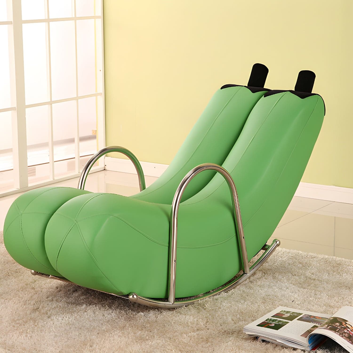 Stylish Silver Upholstered Rocking Chair with Track Arms - Modern Comfort thumbnail 2