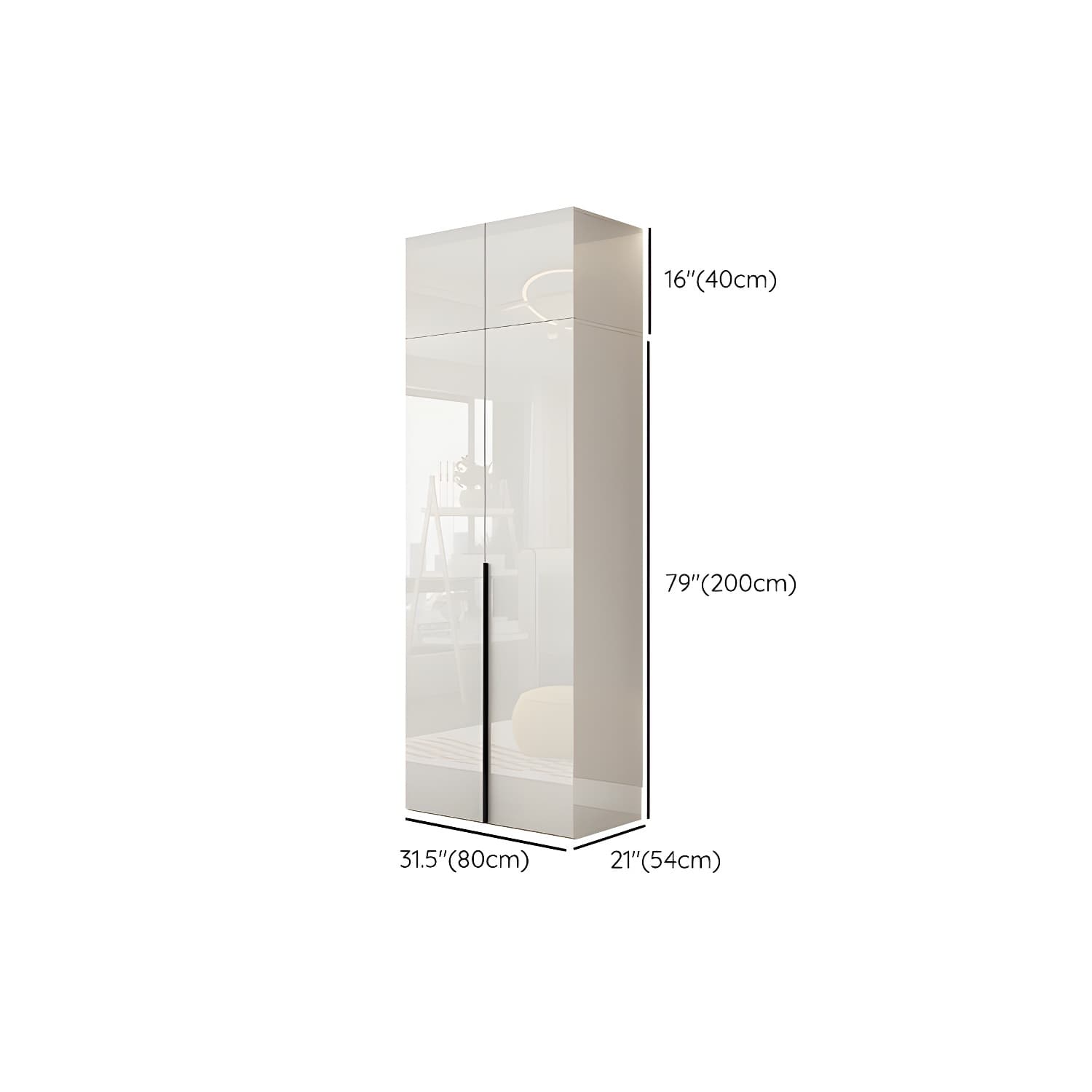 Hinged Wardrobe Armoire with Shelves White Wardrobe Closet for Home thumbnail 22