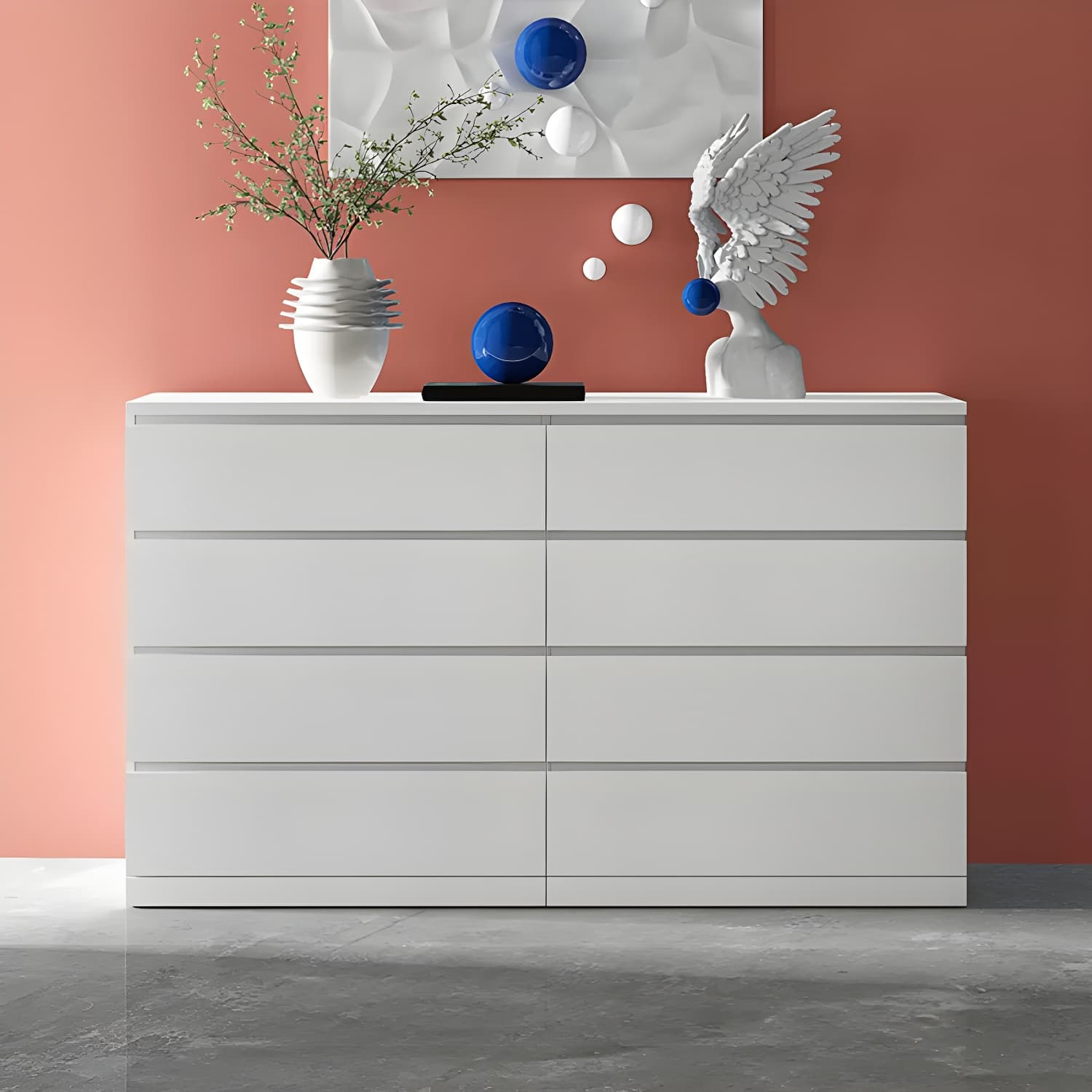 Contemporary 15.7" Wide White Chest Soft-Close Drawers Storage Chest thumbnail 14
