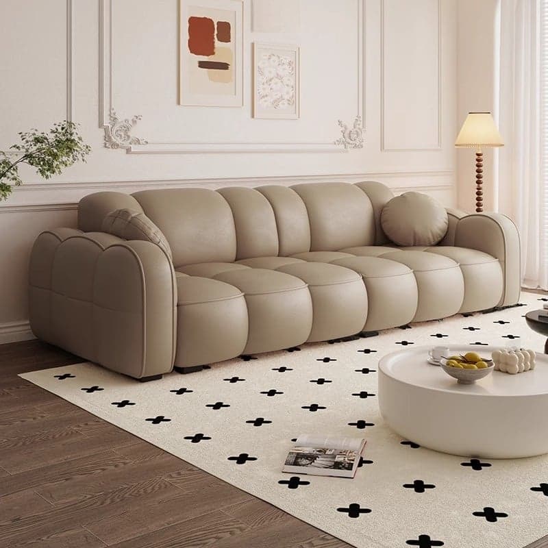 Trendy Solid Color Stain Resistant Standard Sofa in Dark Gray/Light Brown/Amber Color with Arm, 4-seater/Seats 3, and 2 Pillows thumbnail 5