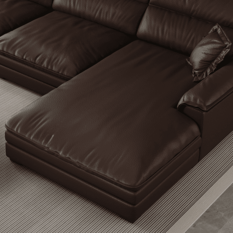 L-Shape Leather Sofa Recliner in White/Espresso/Beige with Right Hand Facing Orientation thumbnail 12