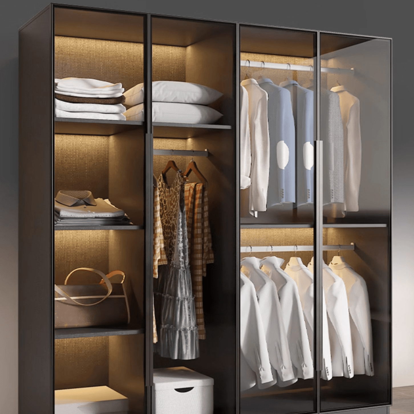 Ink Casual Lumber Wardrobe with Soft Close Door, Interior Shelves, and Hanging Rod thumbnail 11