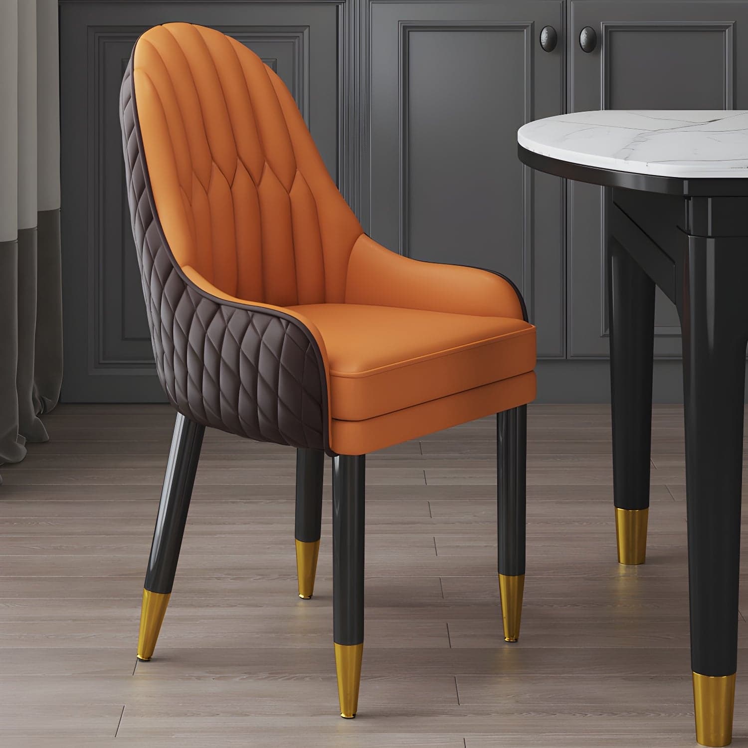Scandinavian Indoor Arm Chair Upholstered Parsons Back Wood Dining Room Chair thumbnail 12