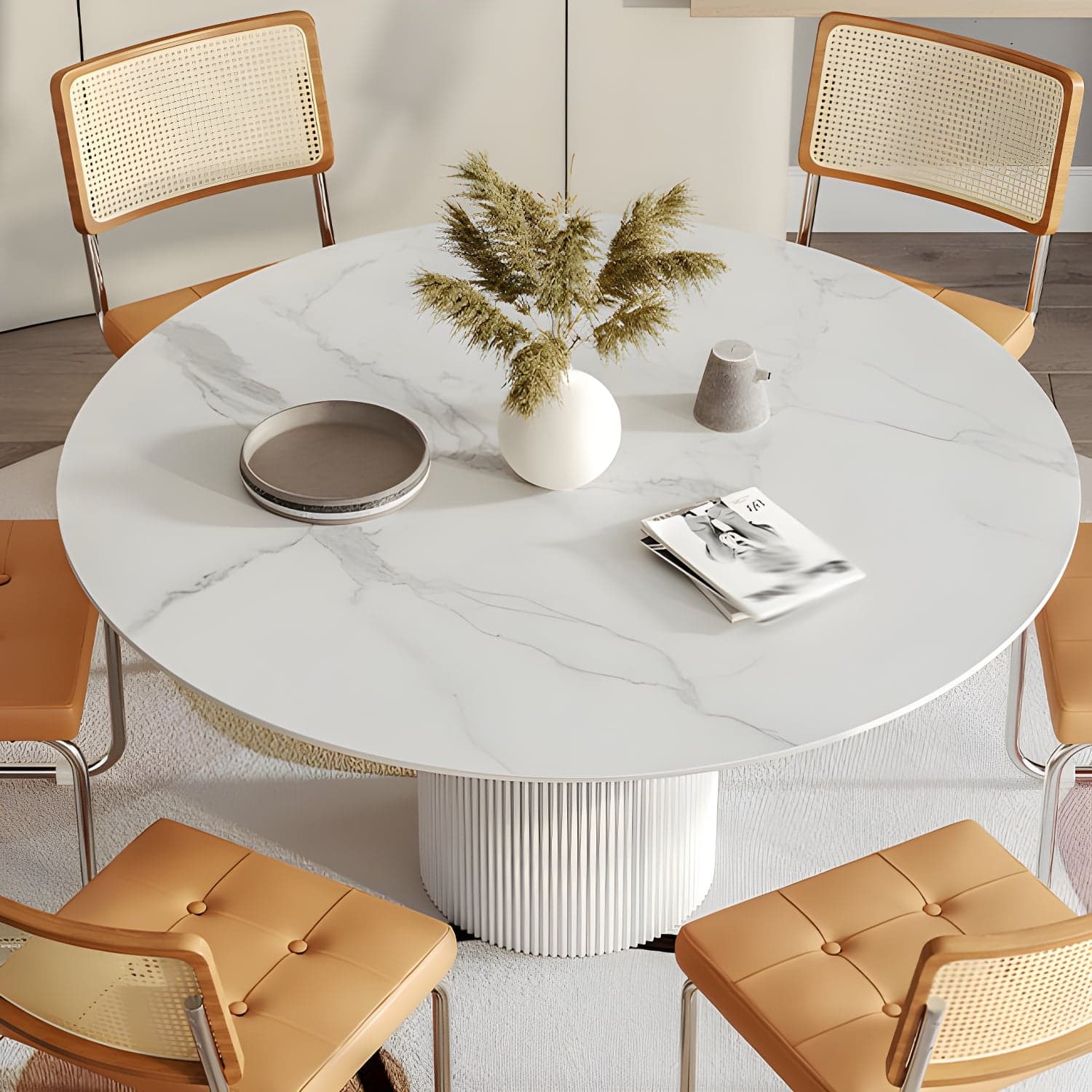 Modern 1/4/5/7 Pieces Dining Set Round Stone Dining Table for Dining Room thumbnail 6