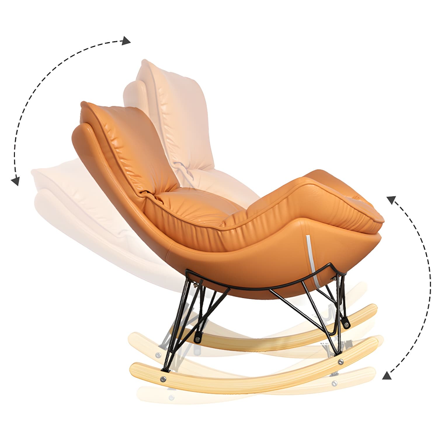 Wing Back Rocking Chair Solid Wood Rocker Chair with Ottoman thumbnail 13