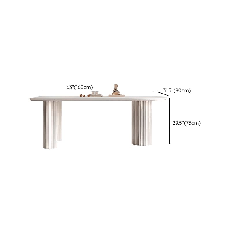 Modern Simple Style Stone Dining Table Set with Twin Support Base and Fixed Table in Chalk thumbnail 19