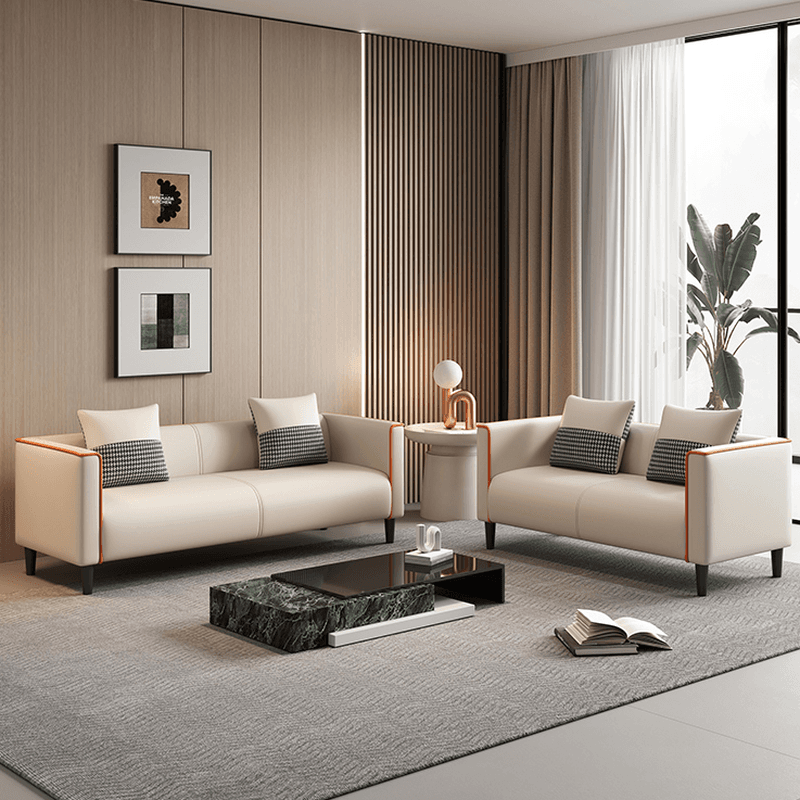 Trendy Solid Color Water Resistant Standard Sofa/Loveseat in Grey/Beige/Amber with Arm, Seats 3/2 People, and 2 Pillows thumbnail 9