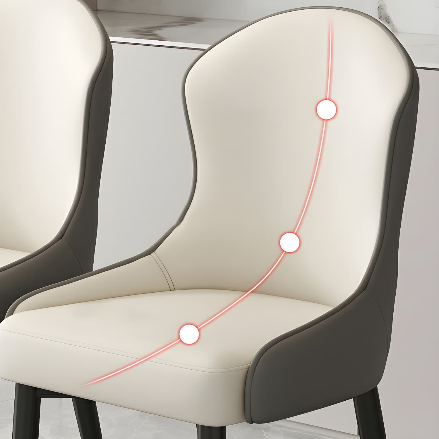 Wingback Faux Leather Side Chair with Metal Legs and Upholstered Seat for Kitchen & Dining thumbnail 19