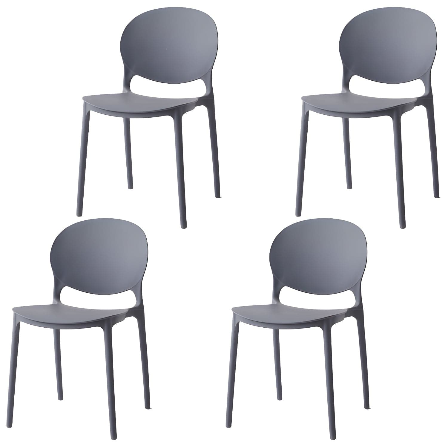 Modern Style Stackable Plastic Chair Open Back Dining Side Chair (Set of 4) thumbnail 6